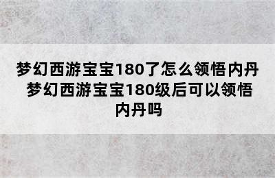 梦幻西游宝宝180了怎么领悟内丹 梦幻西游宝宝180级后可以领悟内丹吗